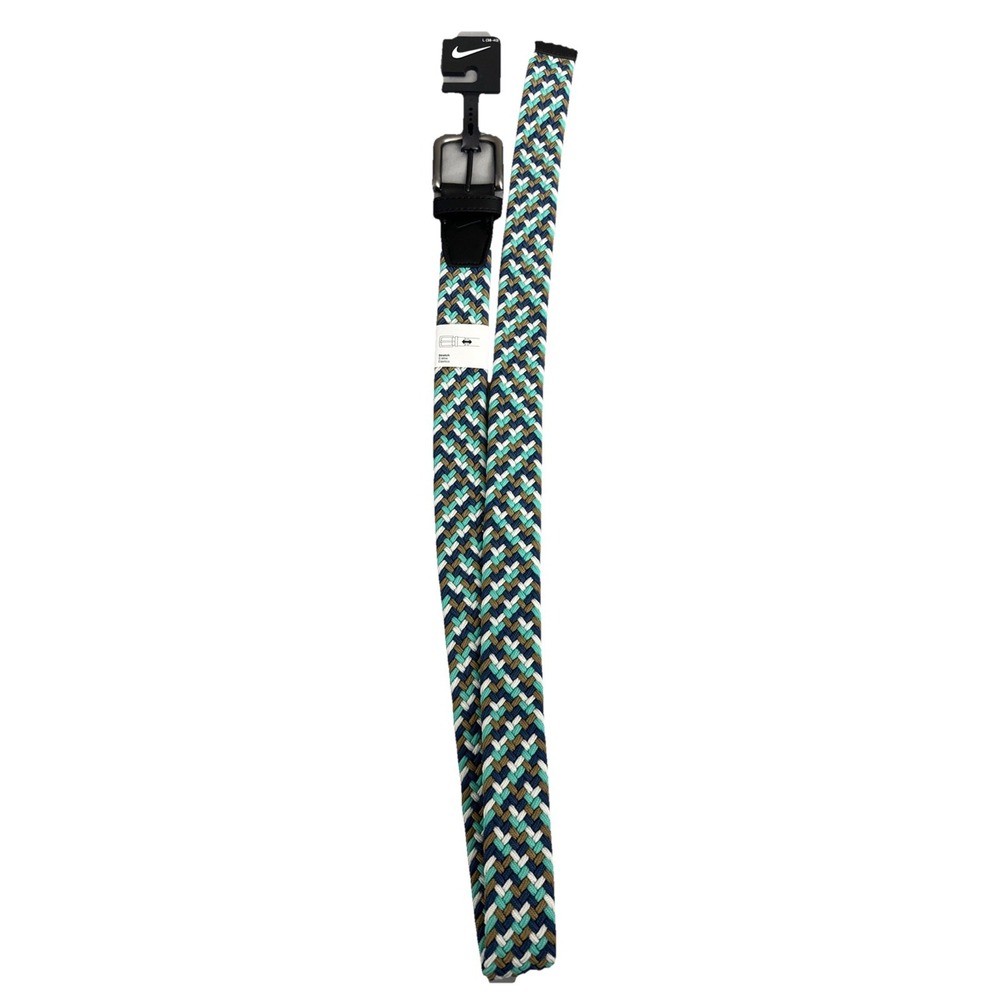 Nike Men's G-Flex Stretch Woven Golf Belt Blue White Brown Teal Size L 38-40 New - Picture 2 of 10